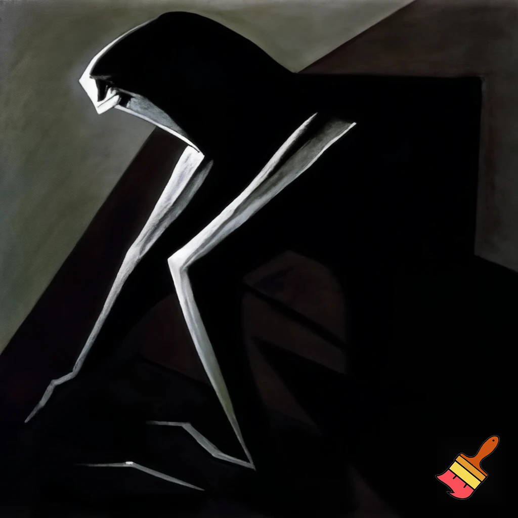 Minimalista, german expresionism, horror creature 