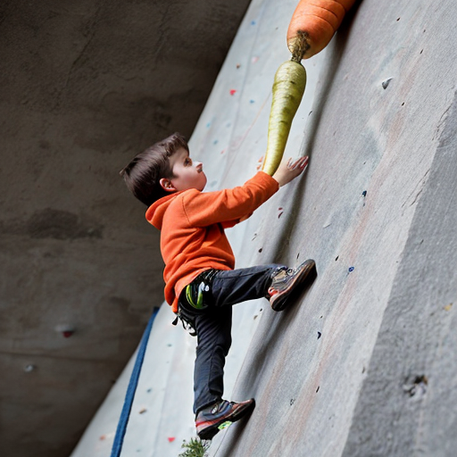 kid climbing giant carrot