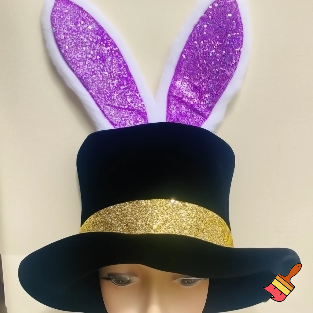 Easter bunny top hat headband, purple white with gold glitter fabric and velvet velvet gold special gold and delicate velvet and delicate and black purple top hat headband precious glitter, purple and white