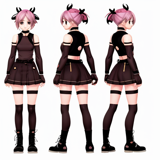 a reference sheet for a girl vtuber character design