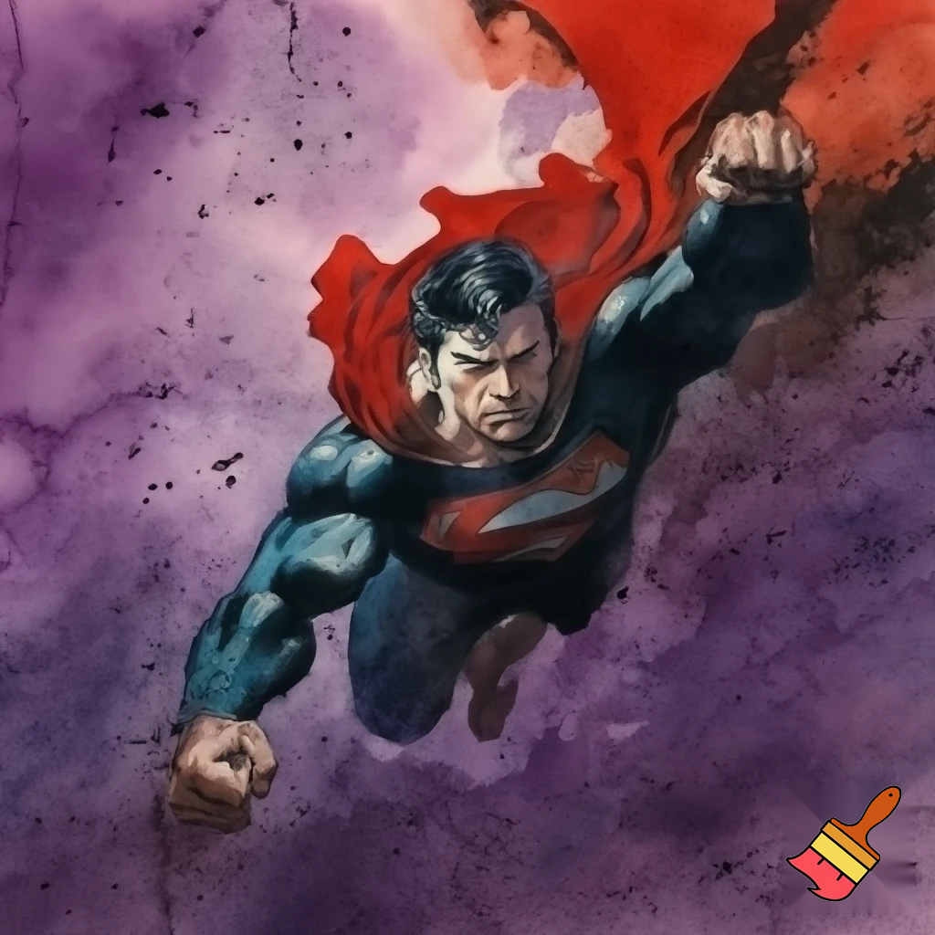 Superman, Stephen Gammell style watercolor painting