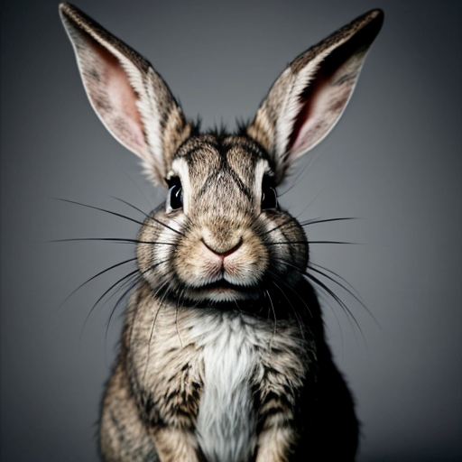 feral rabbit taking a mugshot looking sinister and looking  menacing and smirking.