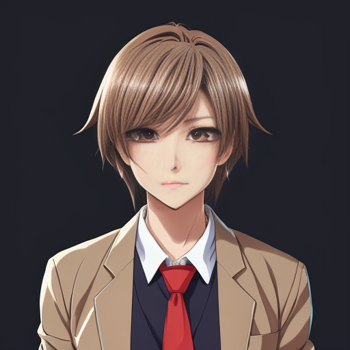 Haruka Sakura from Wind Breaker anime, male character, upper body portrait, serious and silent expression, battle-ready stance with slightly turned shoulders, hair short, straight with slight waves at ends, left side hair white, right side hair black, hair slightly messy and flowing with motion, heterochromia eyes: left eye gold, right eye dark blue, sharp and focused gaze, natural anime skin tone, wearing standard Furin High School uniform with small tears and battle damage details, white shirt slightly rumpled, navy blazer with emblem, red necktie, hands clenched and ready for combat, anime-style gloves on hands, dynamic pose suggesting imminent action, subtle motion lines for movement, simple light-colored background, clean and sharp anime line art, vibrant and saturated anime colors, realistic shadows and highlights on hair and clothing, determined and calm demeanor, slight wind effect making hair and tie move, upper body emphasis showing shoulders and chest area clearly, faithful to original character design, intense and focused aura.