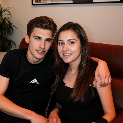 Goretzka and Vanessa at the living room 
