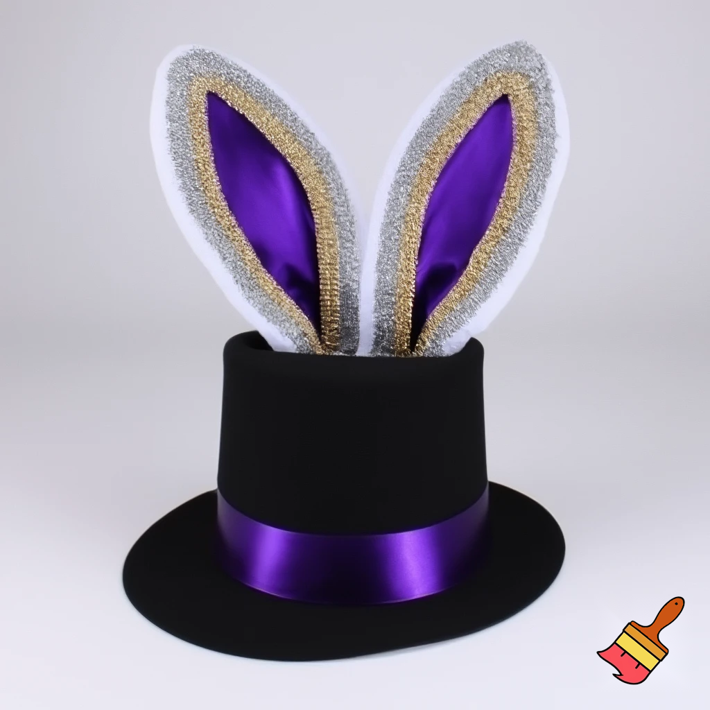 Easter bunny top hat headband, purple and white gold and silver top hat black purple dark purple