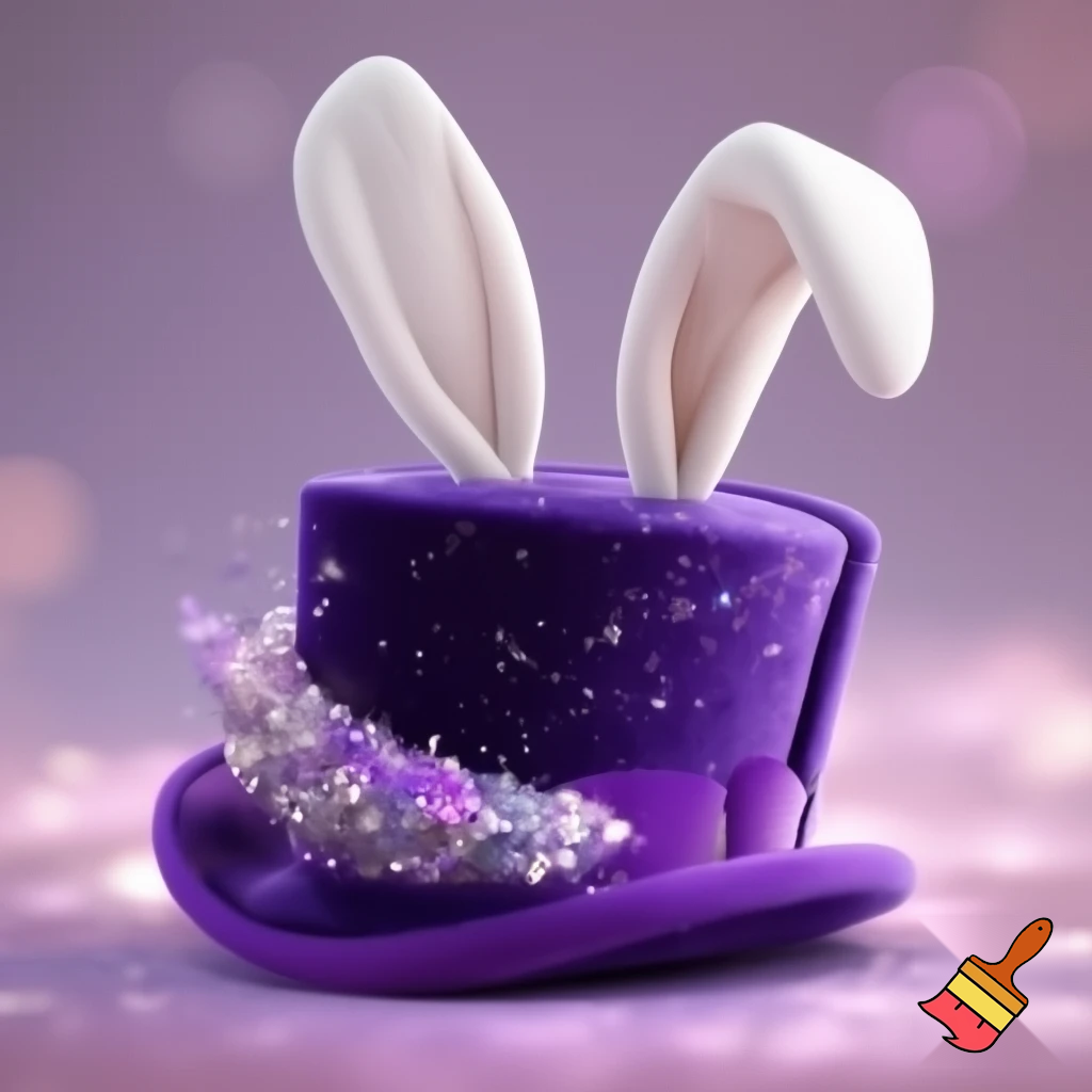 Black top hat with bunny ears velvet white and purple purple and white headband fabric and velvet glitter, purple and pink special present true special and delicate velvet white purple Easter bunny is bunny top hat velvet?