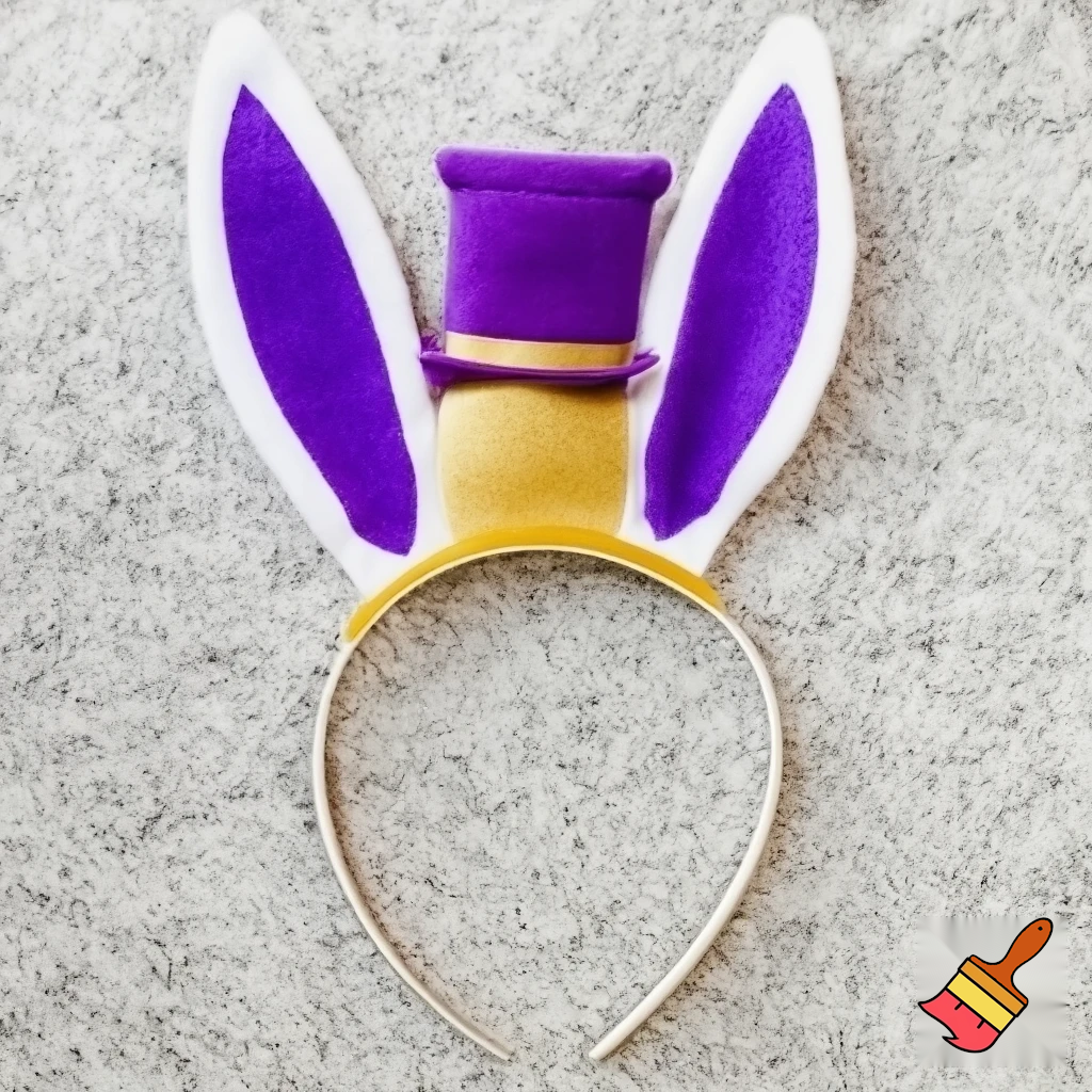 Easter bunny top hat headband, purple, purple and white with gold top hat top hat headband
