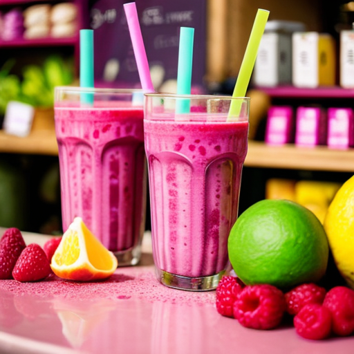 a stall in a shop giving pink smoothies for free