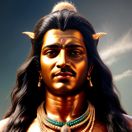 Generate a image of lord shiva with blue-throated Lord