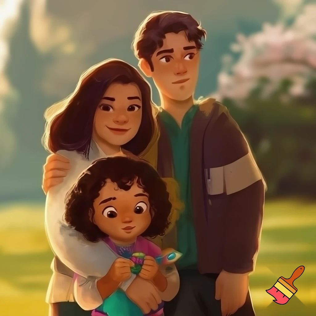 A family of four boy older girl younger
