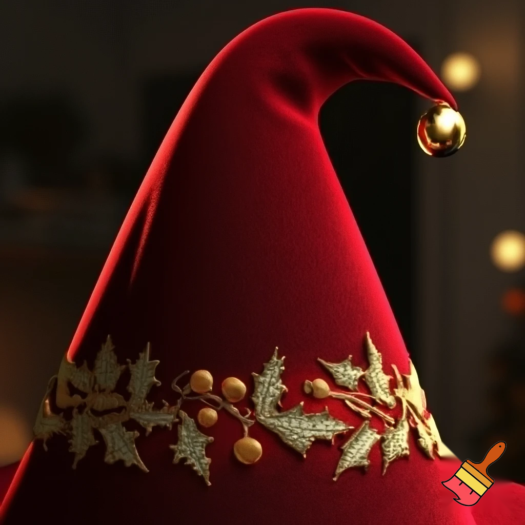 Christmas wizard hat written and velvet
