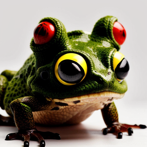 A laughable, puzzled animal toad in woolen, multicoloured winter clothings with woolen, funny winter cap. Hyperrealistic art style.