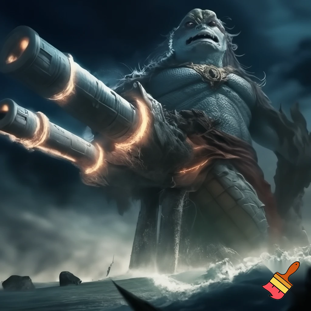 King shark prince nanaue using a heavy artillery 