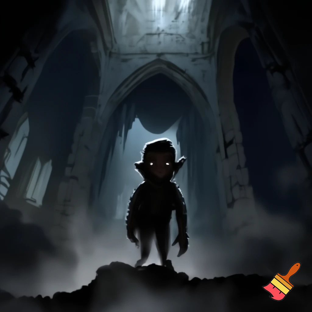 evil man named Aiden in a scary castle and Aiden is 0,4 ft tall