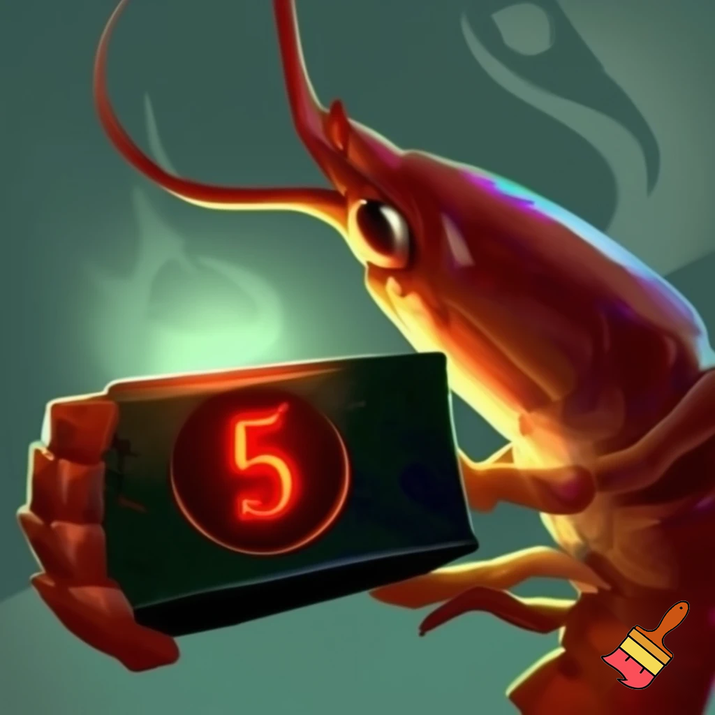Warpedcrayfish youtube pfp with it holding a EMF Paranormal reader reading 5