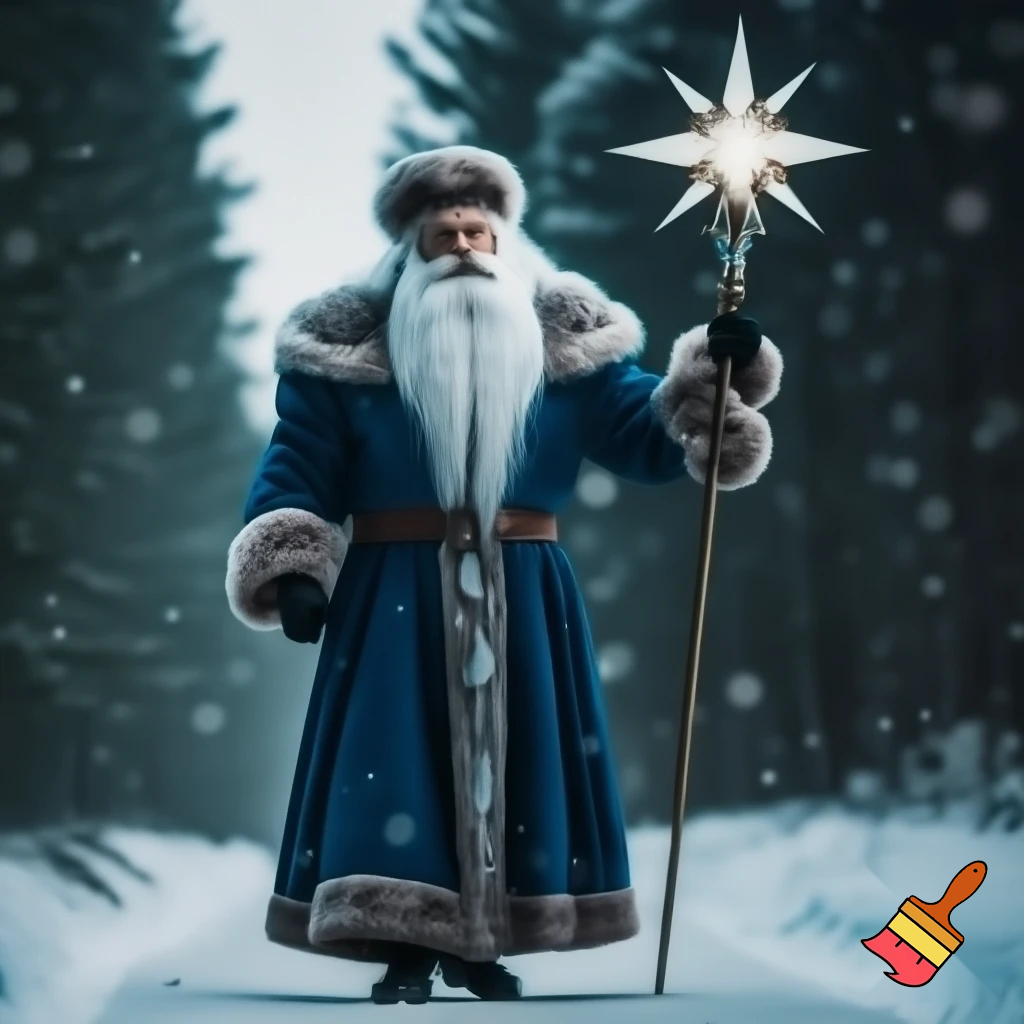 Russian Santa Claus magic one staff walking stick with a star real Santa Claus, Santa Claus