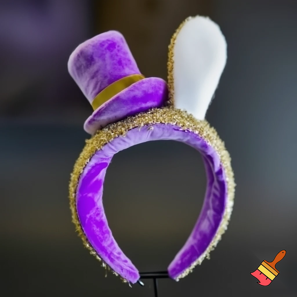 Easter bunny headband, top hat, purple and white with glitter gold purple glitter velvet and delicate