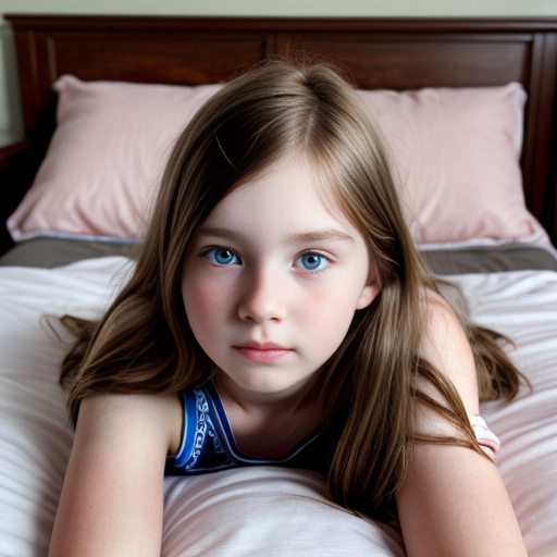 teen girl, young, ,  , middle school, youn, pale skin, at bed,
