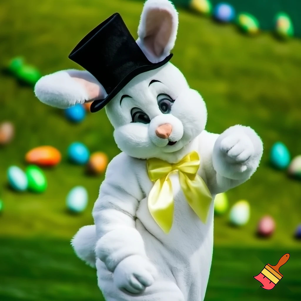 Easter bunny mascot costume top hat mascot costume magic