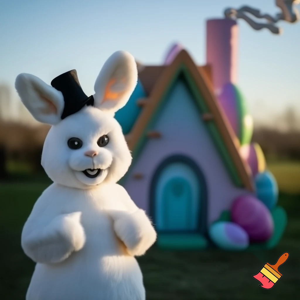 Easter bunny mascot costume top hat Easter bunny’s house