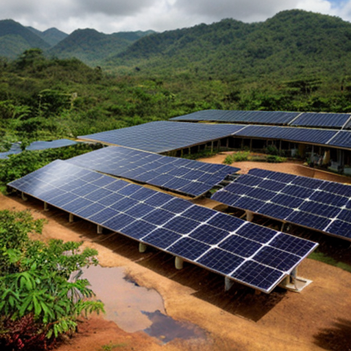rain forest village with solar panels 