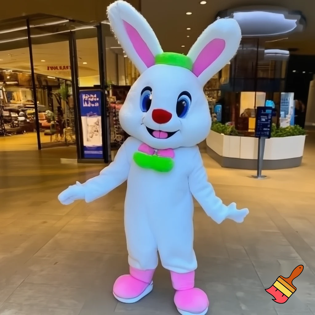 Easter bunny mascot costume shopping Centre top hat Luna Park Sydney