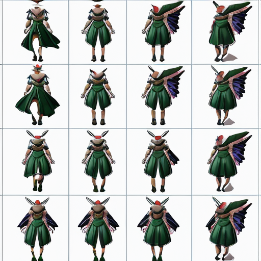 Sprite sheet, female, flying, sideway view 