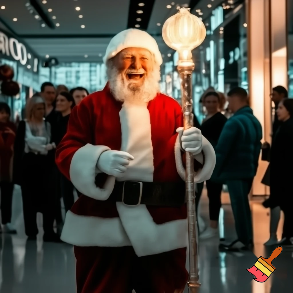 Santa Claus magic walking stick staff Russia shopping Centre Australia shopping immune in a star