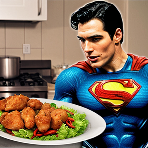 superman eating chicken