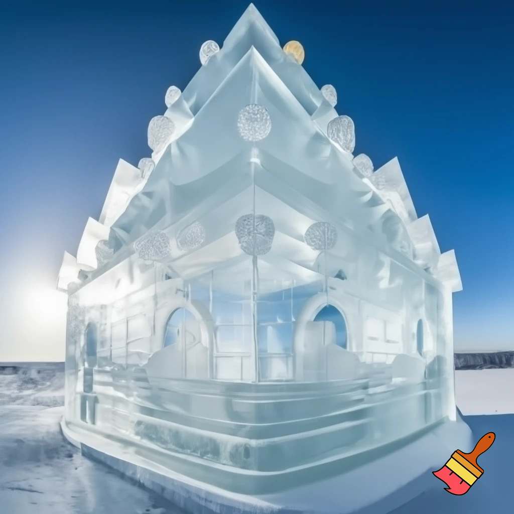 рисунок   фантастического рождественского сооружения: , «Ледяной дворец с идеальными геометрическими формами» 
•	Критерии: Сложность геометрии, оригинальность идеи, качество проработки деталей, строительная логичность
