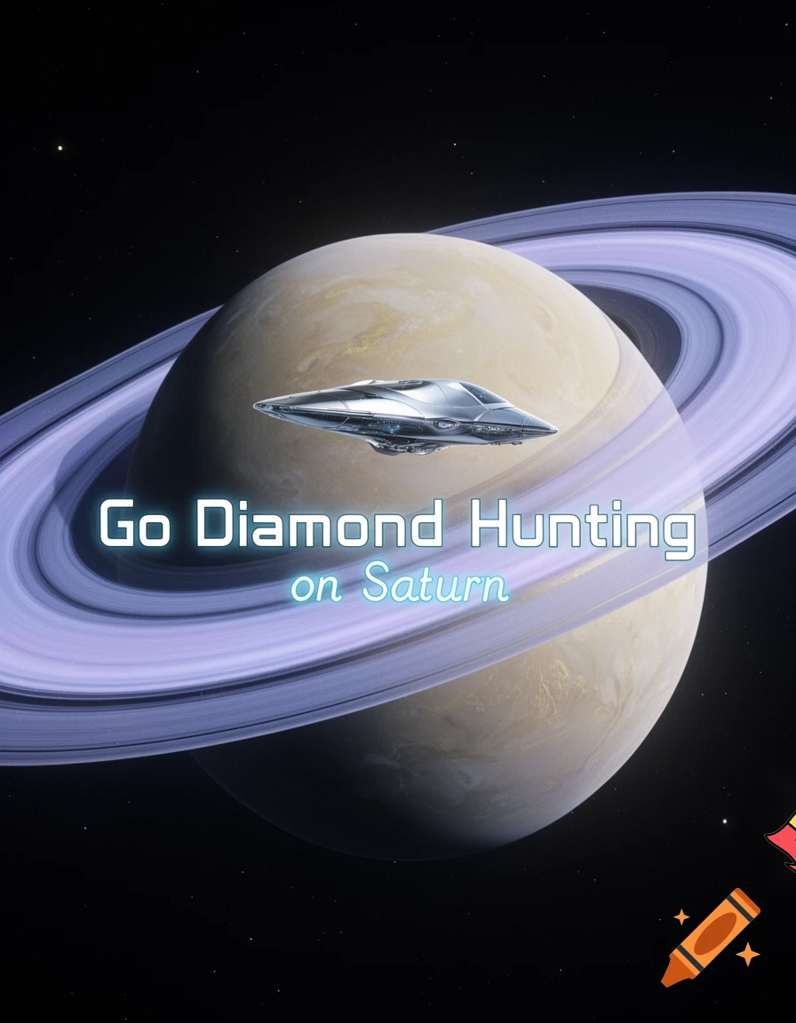 a poster to go diamond hunting on the planet Saturn