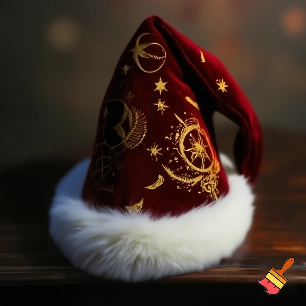 A wizard Santa Claus hat read✨✨🎄💫 velvet a wizard hat
