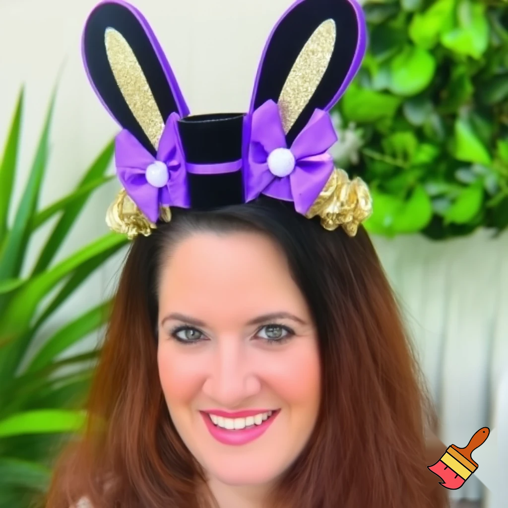 Easter bunny top hat headband, purple white with gold glitter fabric and velvet velvet gold special gold and delicate velvet and delicate and black purple top hat headband precious glitter, purple and white