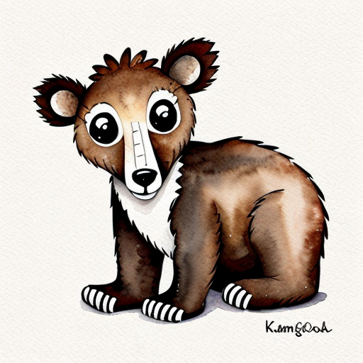 bear kangroo hybrid line art cartoon style pixel art