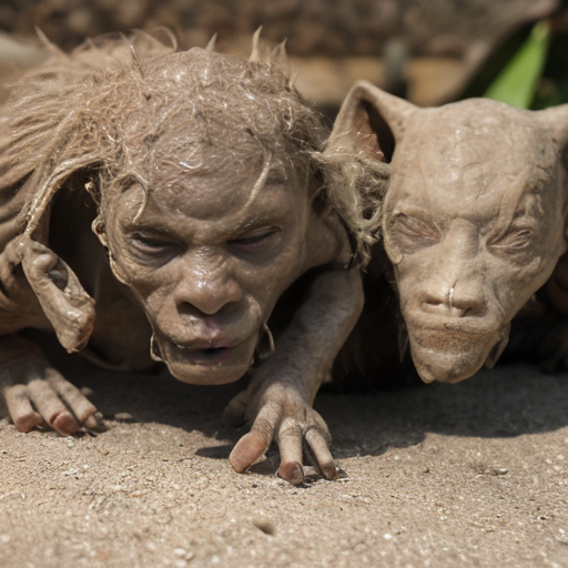 Baby crawler MUTANT DEFORMED grotesque EXPIREMENT UGLY GROSS DISGUSTING OUTSIDE SURROUNDING A HOUSE