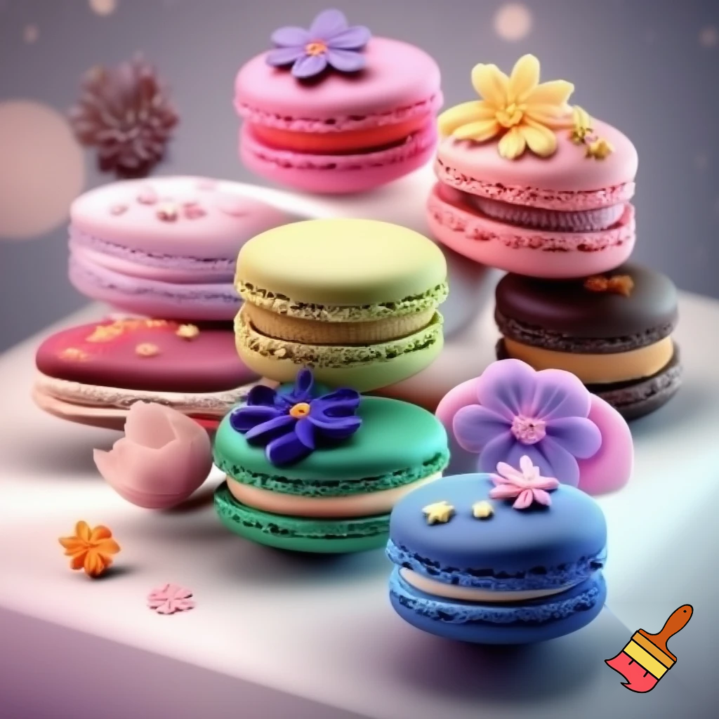 different types of macaroons in different shapes and colors/ flavors