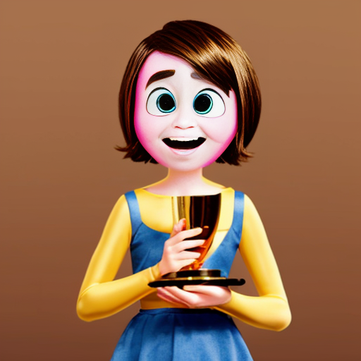 inside out style happy proud gold holding trophy one person gold cartoon animation style orange skin proud excited cute skin orange