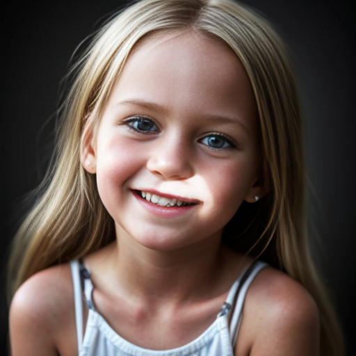 Finnish little girl, blonde, straight hair, smiling