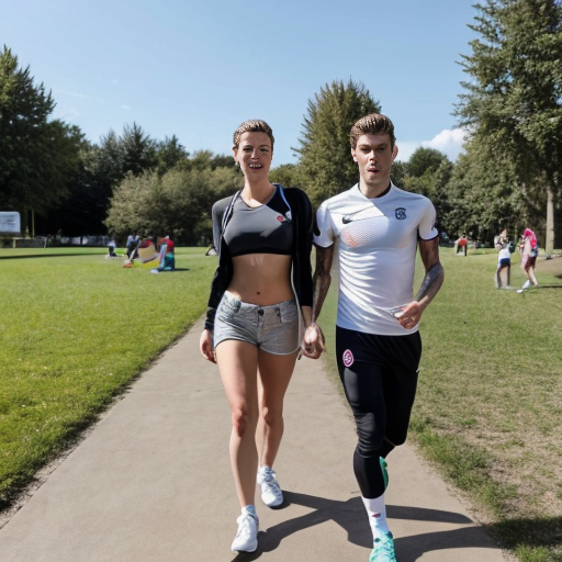 Goretzka showing body and Vanessa showing body at the park 