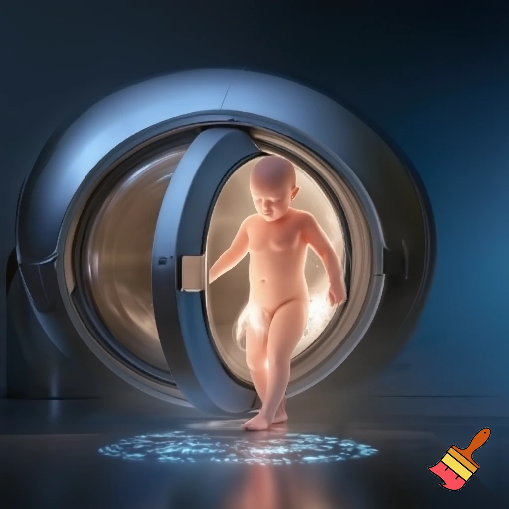 Sterile sci-fi awakening scene — a single pod opens, warm vapor spilling out, shard of sterile light tracing curved glass, a newborn humanoid stepping out: naked but composed, blank expression, clean metallic interior with glowing diagnostic glyphs underfoot, cinematic close-up, photo-realistic + painterly blend.

Settings / Steps:

Aspect ratio 4:5 (portrait) for character focus.

Camera: slightly low, 3/4 view to show pod interior and diagnostics.

Emphasize skin texture + subtle mechanical seams.

Add small depth-of-field to isolate subject.


Negative prompt: mutated hands, extra limbs, bad anatomy, cartoonish, watermark, extra fingers

Variations: silhouette profile, half-lit face, higher contrast for a dramatic poster.