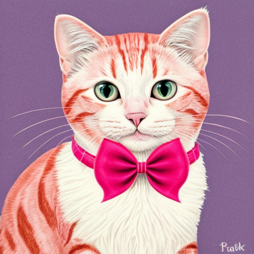 pink cat with a bow