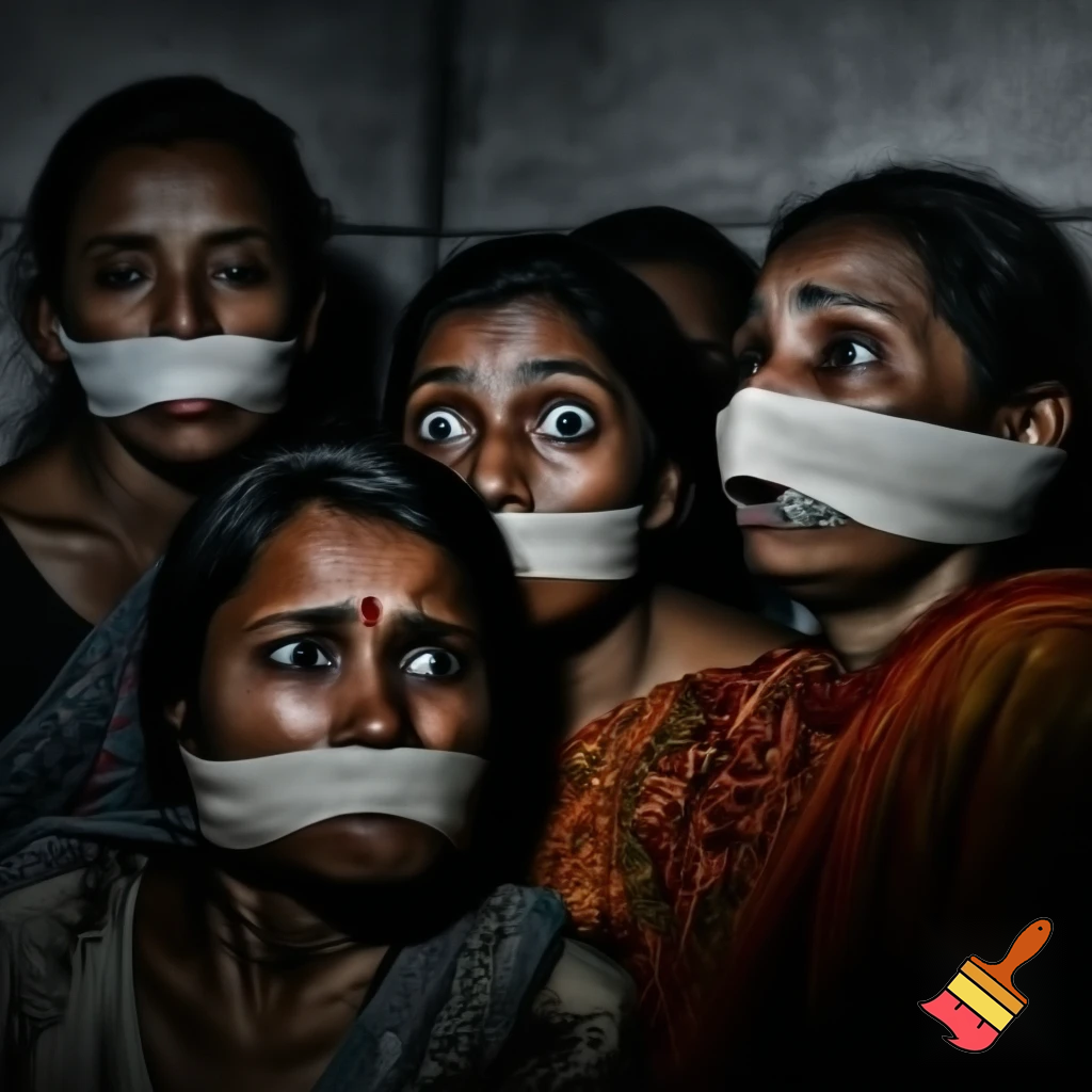 Indian women tap gagged
