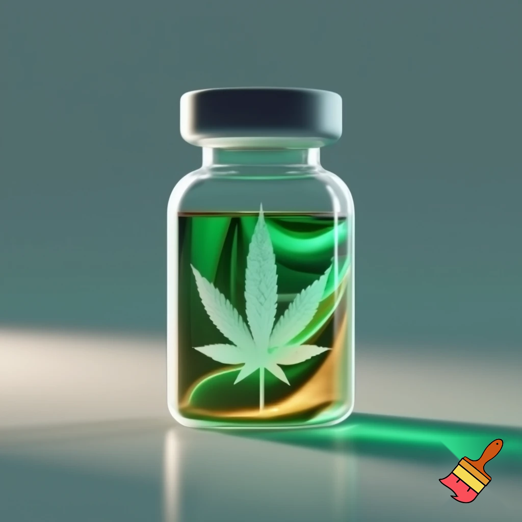 medical vial with weed symbol
