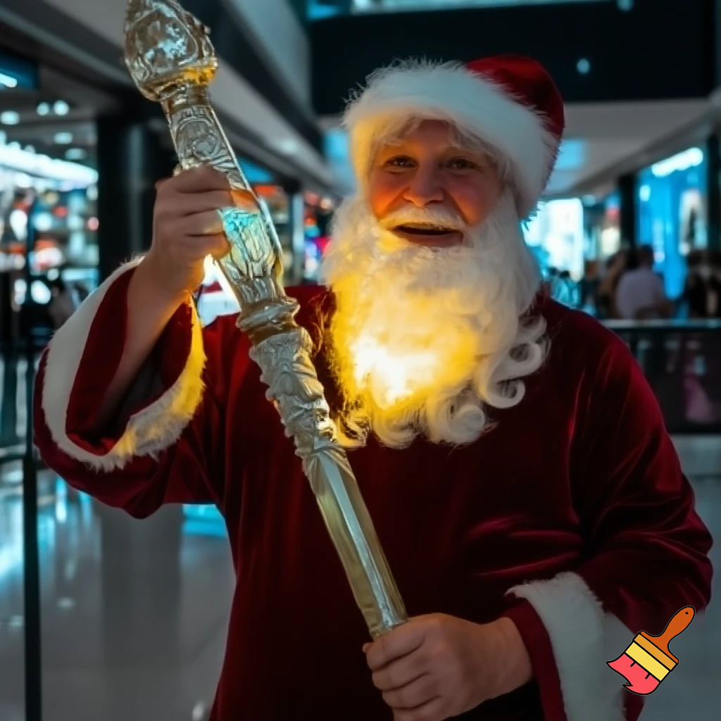 Santa Claus magic walking stick staff Russia shopping Centre Australia shopping immune in a star