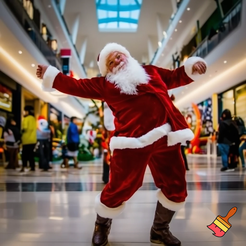 Santa Claus dancing shopping Centre
