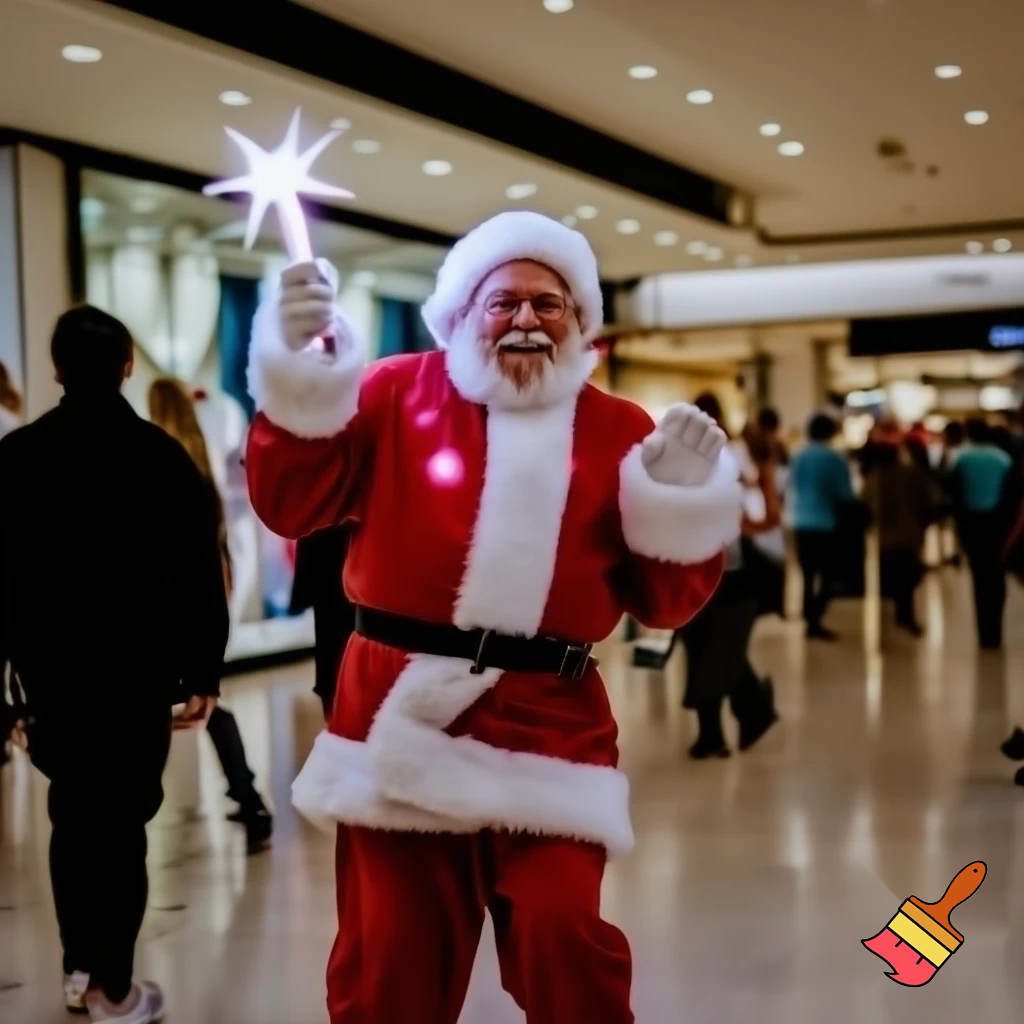 Santa Claus dancing shopping Centre walking Australian magic walking stick walking stick star