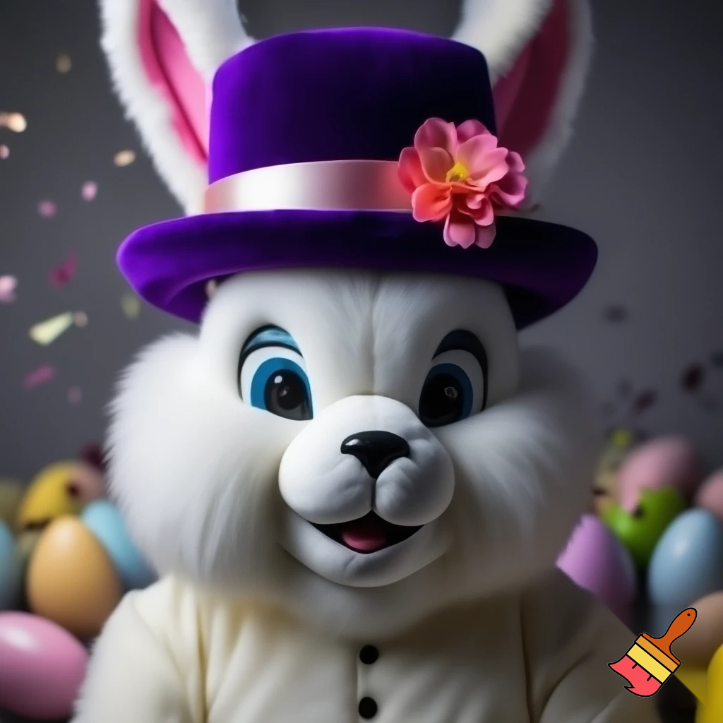 Easter bunny mascot costume top hat
