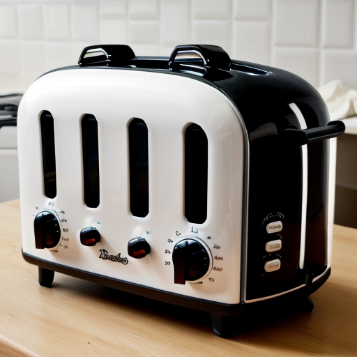 Balck and white toaster with lines