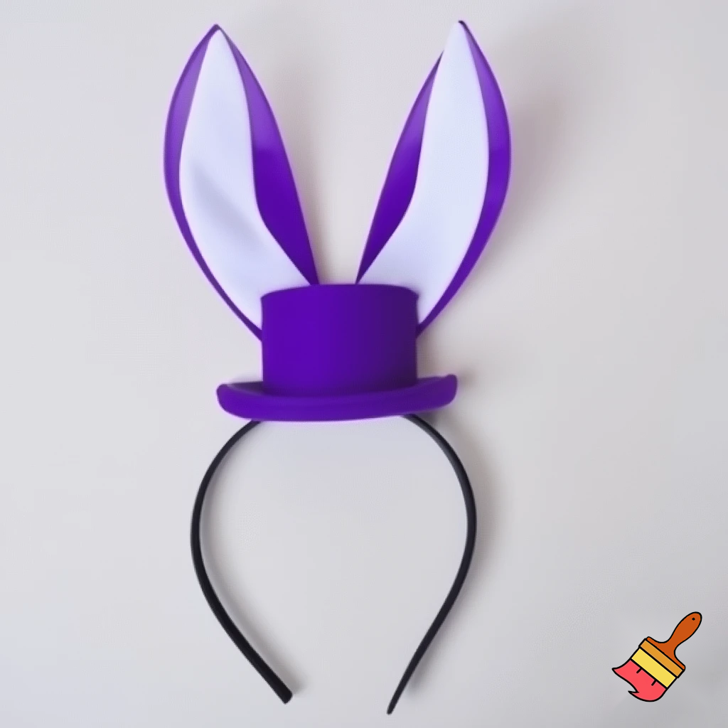 Easter top head headband, purple and white bunny ears top hat