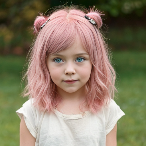 little girl real live pink hair with star clipes